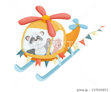 Panda and Pig Helicopter Ride 137630851