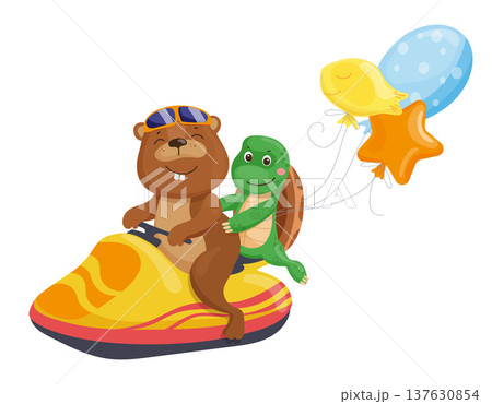 Beaver and Turtle Jet Skiing Beaver and Turtle Jet Skiing 137630854