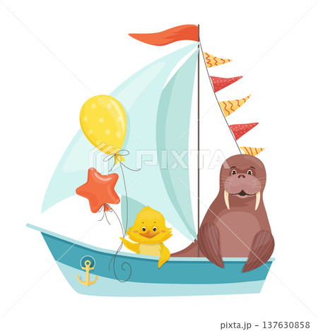Walrus Sailing the Blue Boat Walrus Sailing the Blue Boat 137630858