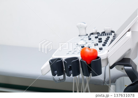 Modern ultrasound machine, scanners and sensors close-up. Medical equipment in the clinic. 137631078