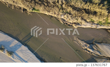 Aerial View of Tordera River Near Mediterranean Sea 137631767