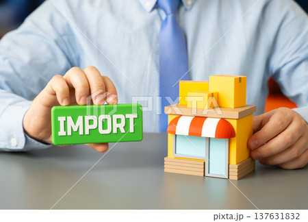 Importing goods into stores for resale. Retail supply chains bring products to shelves. International trade logistics support commerce and distribution in consumer markets. 137631832