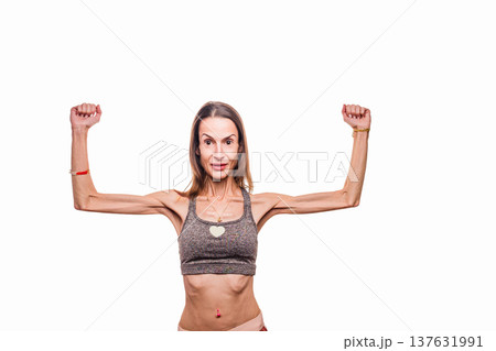 strong Woman with anorexia showing visible signs of struggle strong Woman with anorexia showing visible signs of struggle 137631991