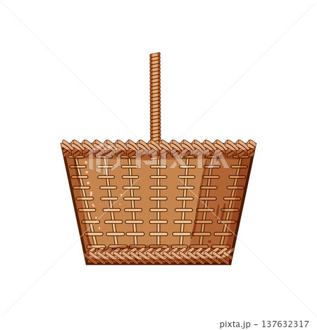Wicker basket illustration for carrying diverse items 137632317