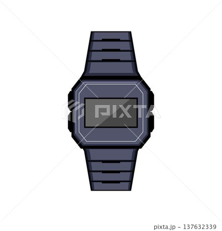 Digital wrist watch displaying timekeeping technology concept Digital wrist watch displaying timekeeping technology concept 137632339