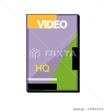 Retro video cassette box with green and purple design Retro video cassette box with green and purple design 137632353
