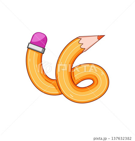 Flexible cartoon pencil twisting bending on white background Flexible cartoon pencil twisting bending on white background 137632382