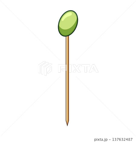 Decorative cocktail toothpick with green oval top 137632487