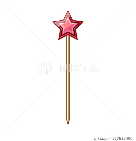 Decorative cocktail pick with red star design 137632490
