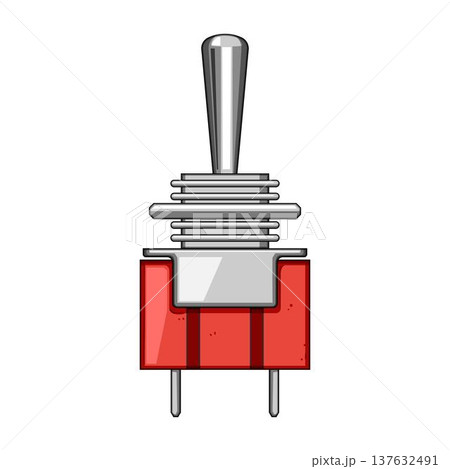 Toggle switch with red base controlling electrical circuit Toggle switch with red base controlling electrical circuit 137632491