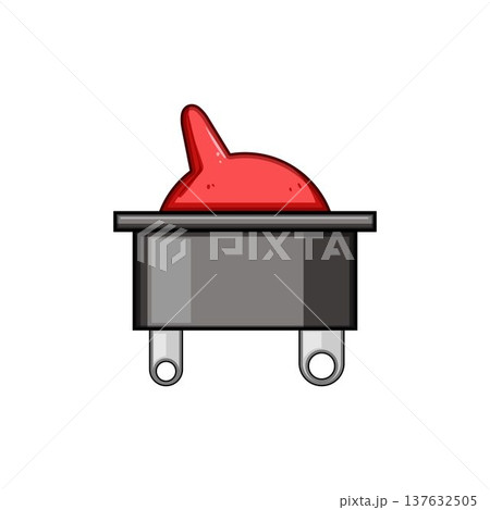 Red toggle switch controlling power with cartoon illustration 137632505