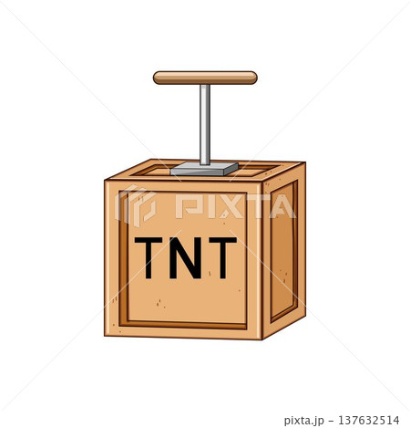 Tnt box with plunger detonator illustrating danger risk 137632514
