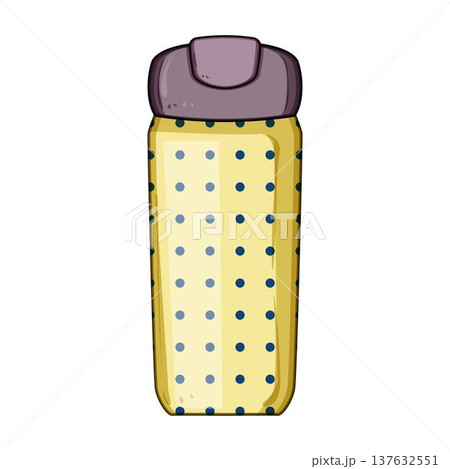 Portable yellow thermal travel mug with polka dots 137632551