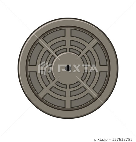 Round metallic sewer manhole cover isolated vector Round metallic sewer manhole cover isolated vector 137632783