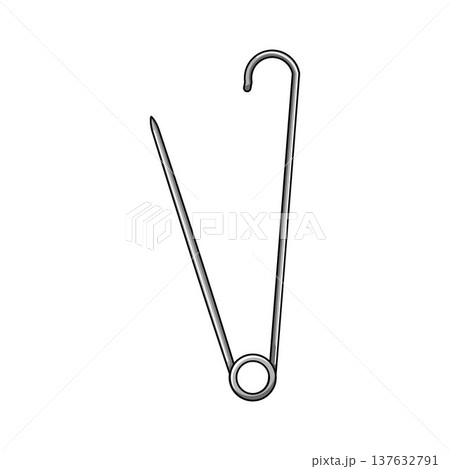 Open metal safety pin icon artwork illustration 137632791