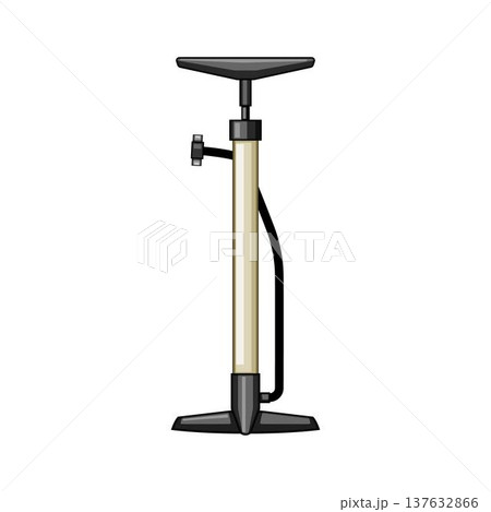 Bicycle floor pump standing, inflating bike tire, sports equipment 137632866