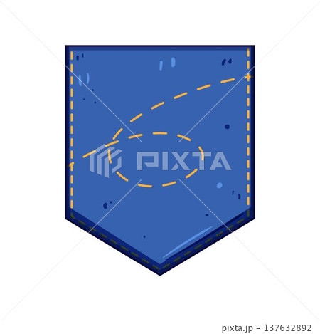 Blue back pocket with number six stitching Blue back pocket with number six stitching 137632892