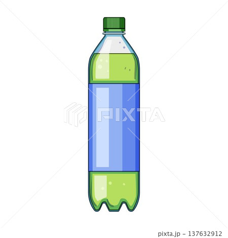 Plastic soda bottle containing refreshing green drink illustration 137632912