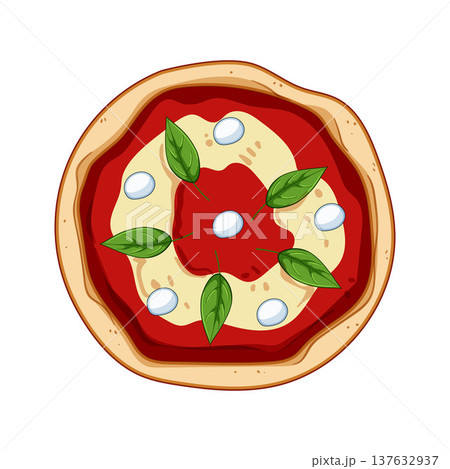 Delicious italian pizza with fresh basil and mozzarella Delicious italian pizza with fresh basil and mozzarella 137632937