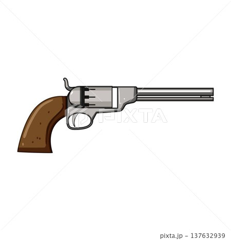 Vintage revolver gun weapon isolated vector illustration Vintage revolver gun weapon isolated vector illustration 137632939