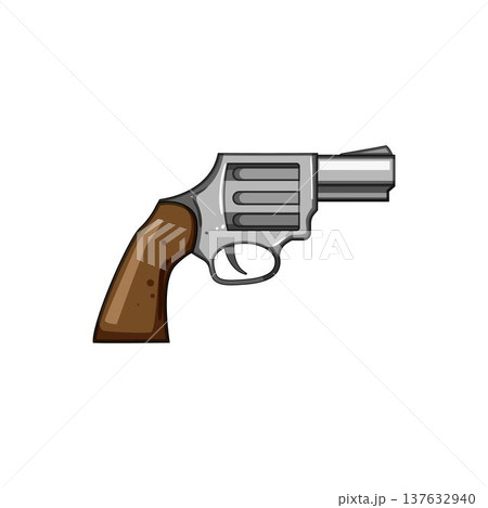 Cartoon revolver illustration symbolizing dangerous weapon protection concept Cartoon revolver illustration symbolizing dangerous weapon protection concept 137632940