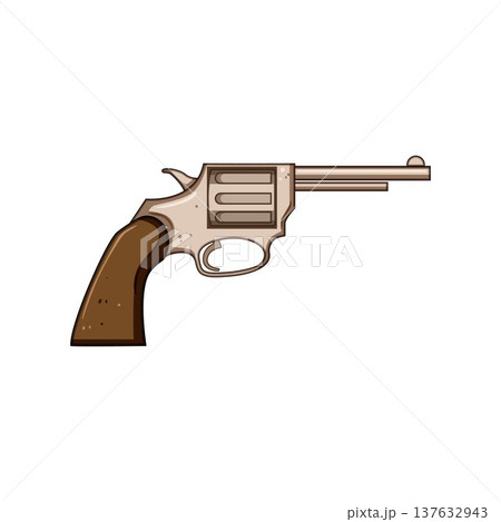 Vintage revolver gun illustration representing danger and security Vintage revolver gun illustration representing danger and security 137632943