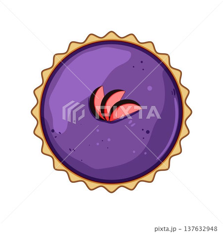 Fruit pie tart with purple filling top view 137632948