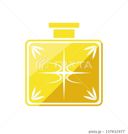 Golden perfume bottle icon symbolizing luxury aroma and elegance 137632977