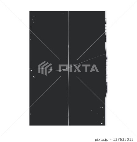 Blank folded distressed paper poster template with ripped edge 137633013