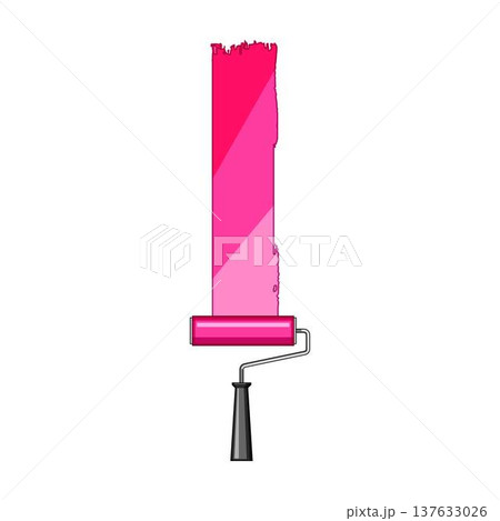 Paint roller applying pink color creating stripe Paint roller applying pink color creating stripe 137633026