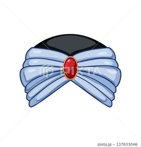 Oriental turban with red gem headdress illustration Oriental turban with red gem headdress illustration 137633046