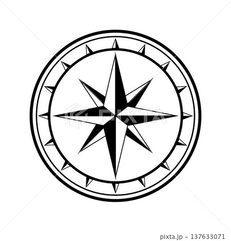 Nautical compass rose symbol indicating direction and guidance 137633071