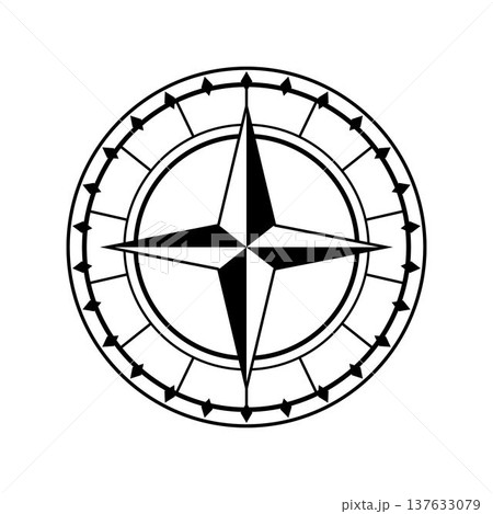 Navigating direction and guidance with classic compass rose symbol 137633079