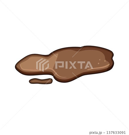 Mud puddle accumulating water forming liquid brown splatter 137633091