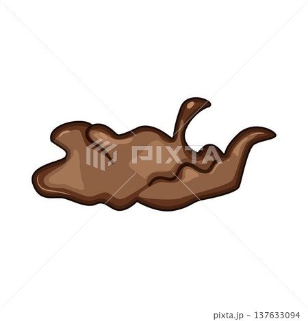 Brown mud puddle splattering drawing illustration 137633094