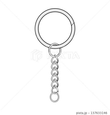 Metal keychain ring with chain for branding template 137633146