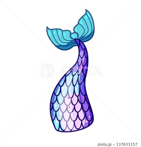 Mermaid tail with colorful scales representing fantasy and magic 137633157