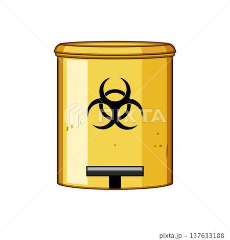 Yellow biohazard waste bin for dangerous medical disposal 137633188