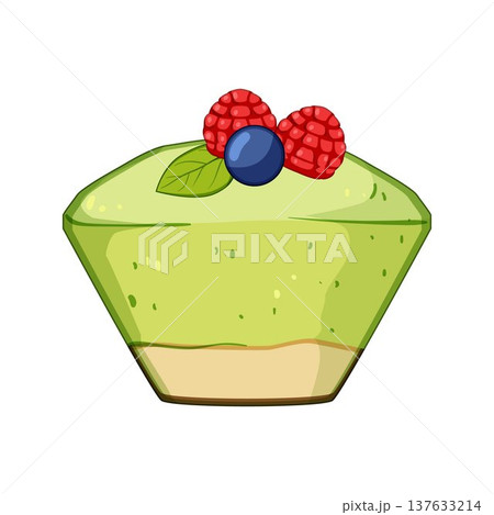 Matcha dessert with fresh berries and mint leaf Matcha dessert with fresh berries and mint leaf 137633214