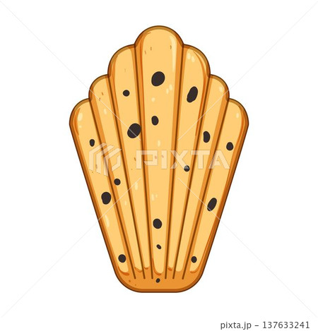 Madeleine cookie illustration with chocolate chips on white 137633241