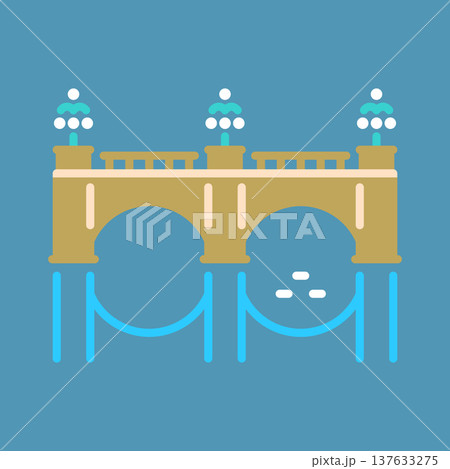 皇居のシンプルなラインアイコン 137633275