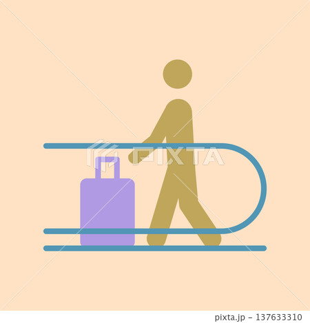 シンプルな動く歩道のラインアイコン 137633310