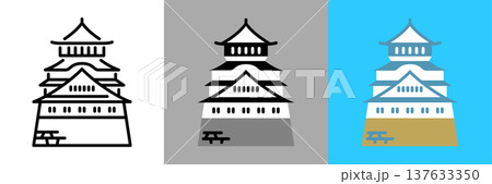 シンプルな小倉城のアイコン シンプルな小倉城のアイコン 137633350