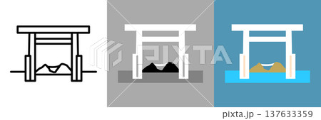 シンプルな夫婦岩のアイコン 137633359