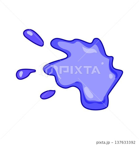 Purple cartoon paint splash drawing with drops 137633392