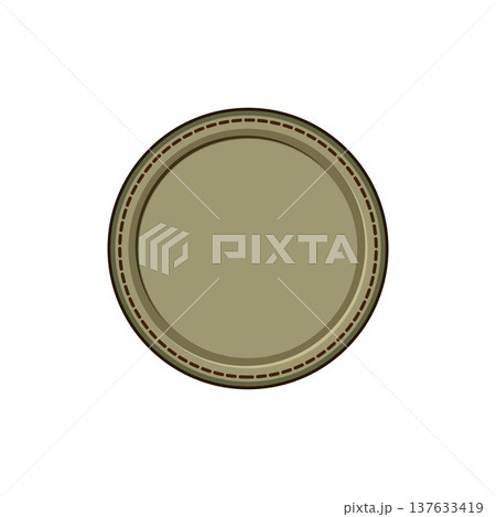 Round blank leather patch with stitched border design Round blank leather patch with stitched border design 137633419
