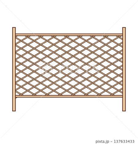 Wooden lattice fence panel vector illustration 137633433
