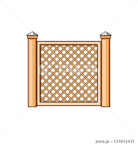 Wooden lattice fence panel creating garden boundary 137633435