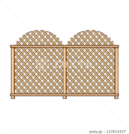 Wooden lattice fence panel creating garden privacy border 137633437