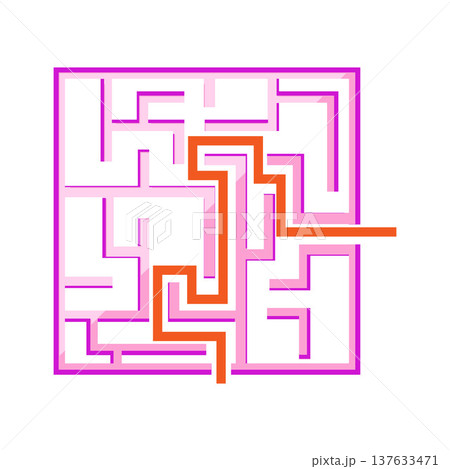 Labyrinth game showing solution path illustration 137633471